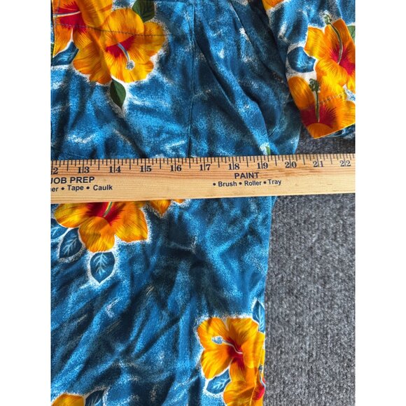 Vintage Hawaiian Print Shirt With Tropical Beach Scene & Palm Trees Button-Up Sh - Picture 12 of 12